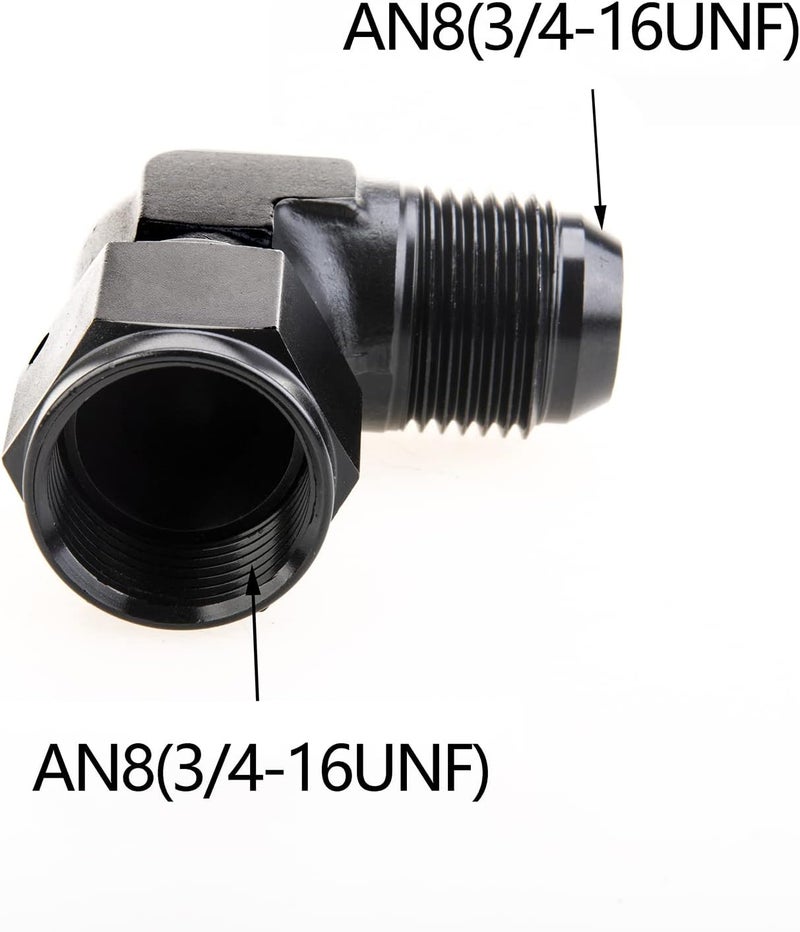 CNRAQR 8AN Female to 8AN Male Flare 90 Degree Swivel Hose Fitting Adapter Aluminium Anodized Black 2Pcs - Image 2